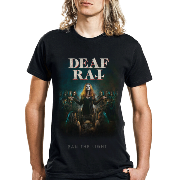 Deaf Rat T-shirt with Ban The Light album cover artwork on front. High quality official deaf rat merchandise.