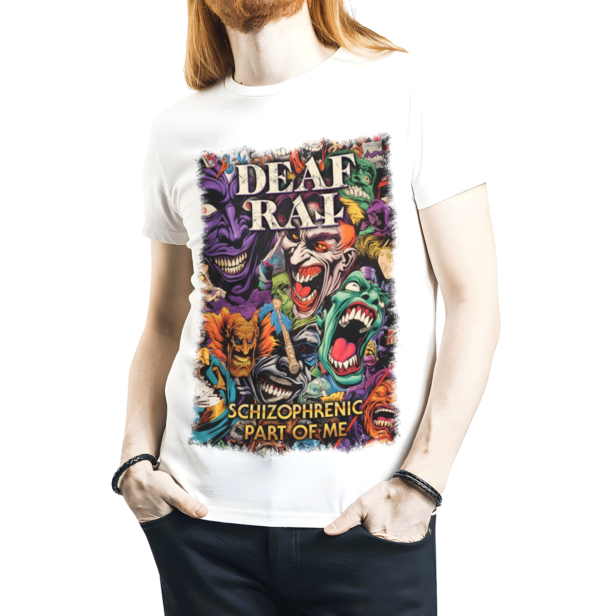 High quality Deaf Rat T-shirt with Schizophrenic Part Of Me cover artwork on front.